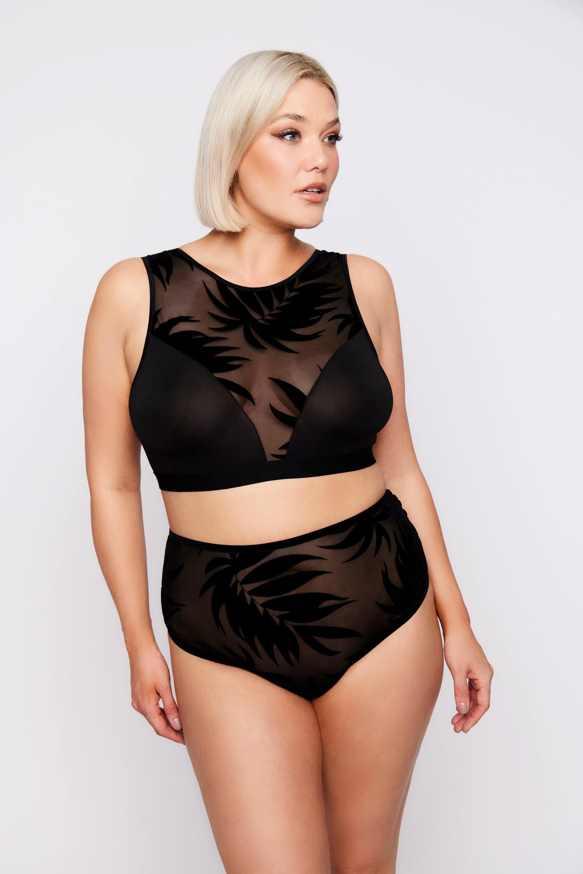 Ulla Popken Bustier Wild Leaves Stampa Velluto senza Ferretto  