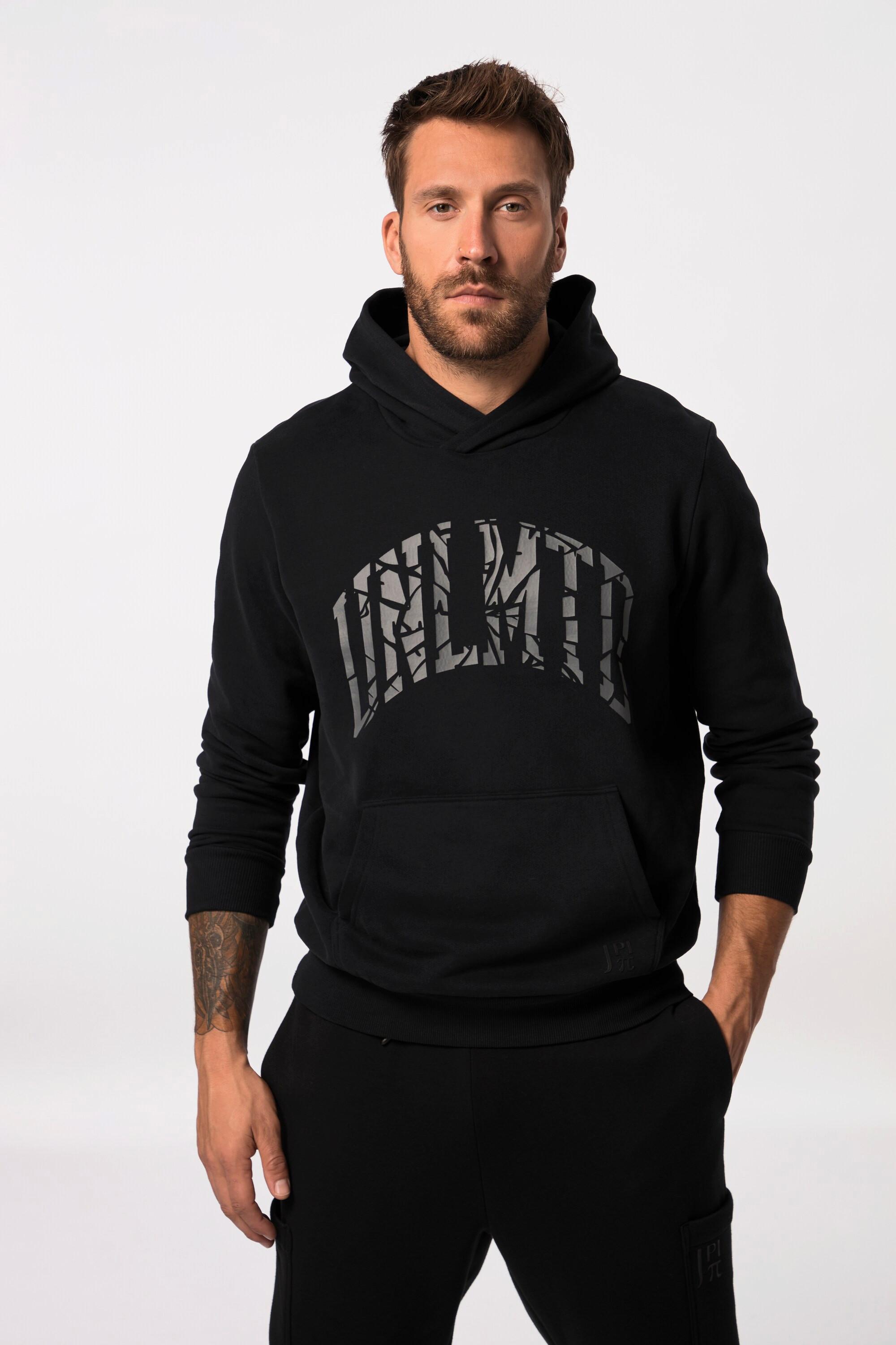 JP1880  Sweat à capuche Fitness, imprimé poitrine et poche kangourou 