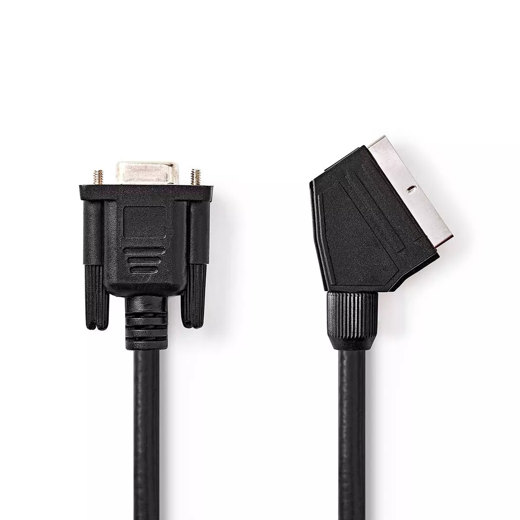 Nedis – SCART-Kabel | SCART-Stecker VGA-Buchse Vernickelt 480p 2,00m Rund PVC Schwarz Etikett, One Size