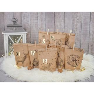 G. Wurm Adventskalender Tüten mit Klammern Waldtiere (72Teile)  