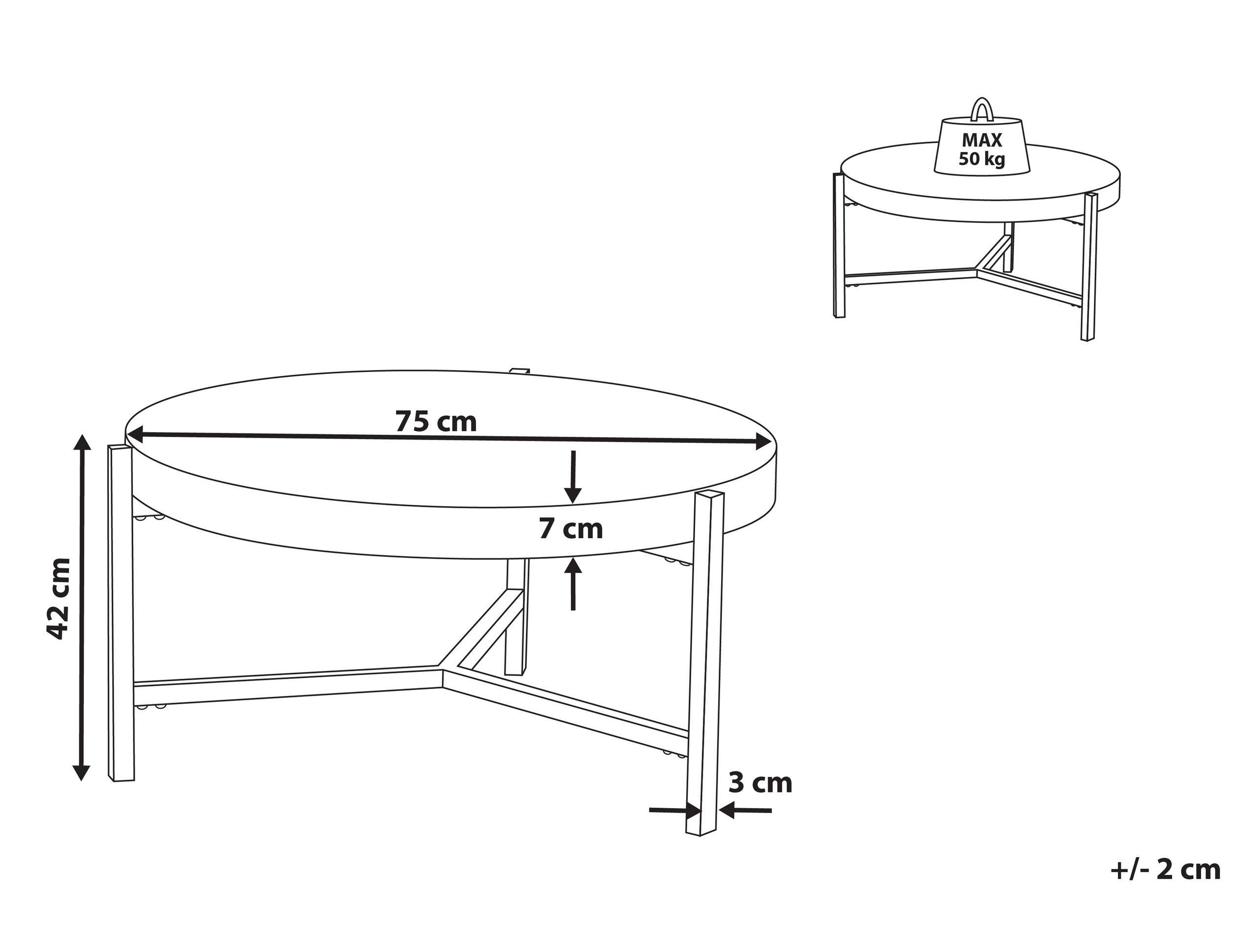 Beliani Couchtisch aus MDF-Platte Industriell BONITA  