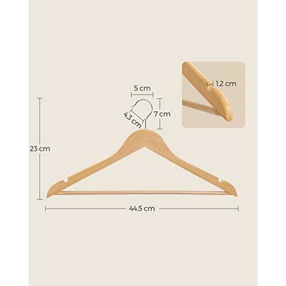 Pricenet Eleganti grucce in legno massello: lisce, resistenti, antiscivolo  