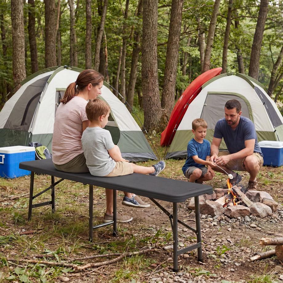 Tectake  Campingklappbank Panja, hohe Belastbarkeit, platzsparend, bodenschonende Füße, für mehrere Personen 
