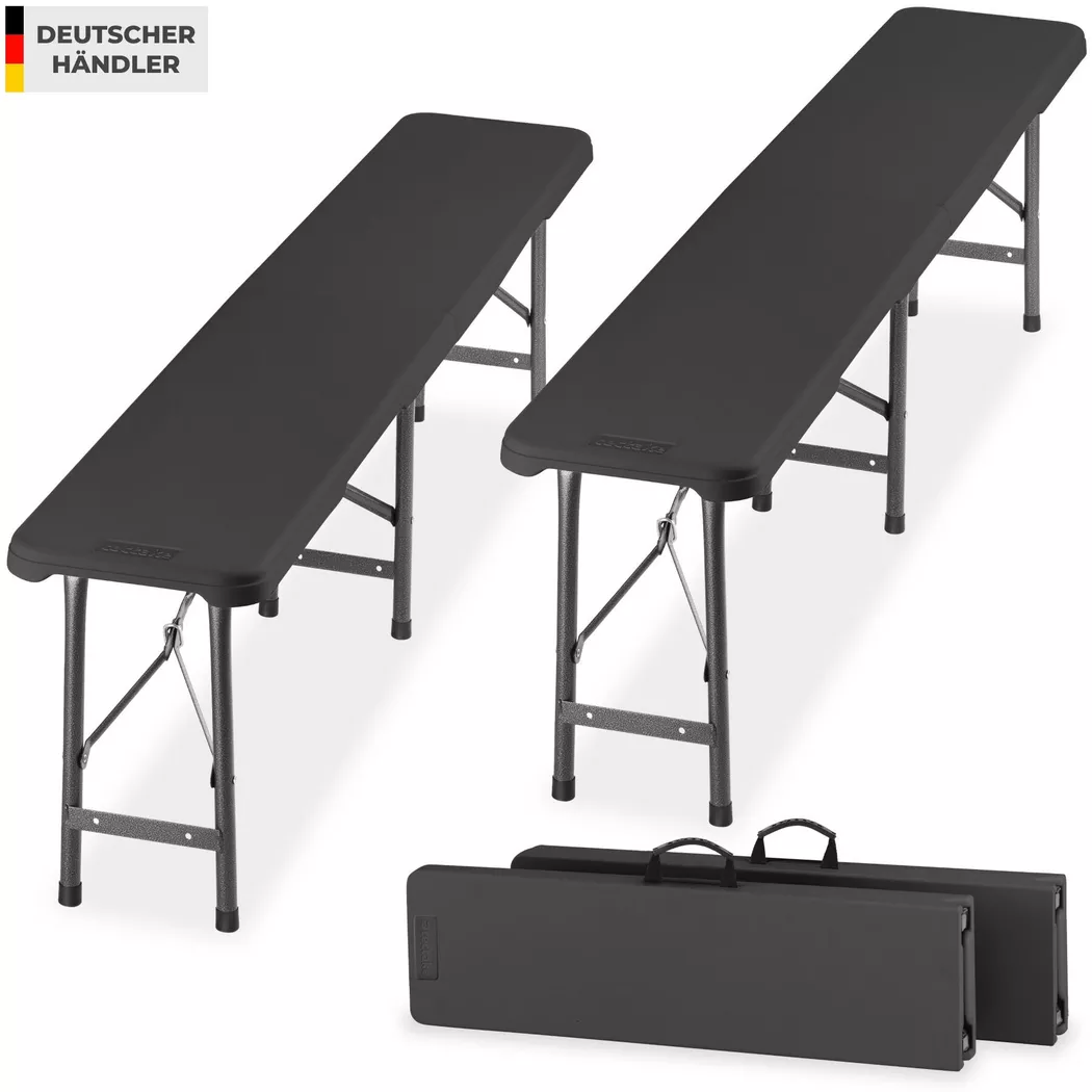 tectake® 2er Set Bierbank, wetterfest, je 500 kg belastbar, bis zu 8 Personen, gummierte Tragegriffe