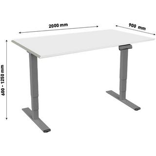 Contini Tavolo da ufficio ad altezza regolabile 2.0x0.9m Grigio/Gestell RAL 7045  