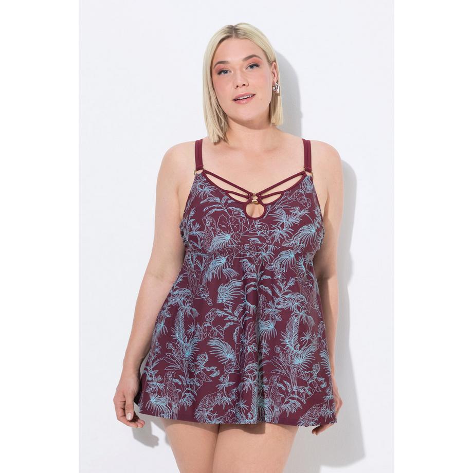 Ulla Popken Abito da Bagno Stampa Jungle Coppe Morbide Ferretto  