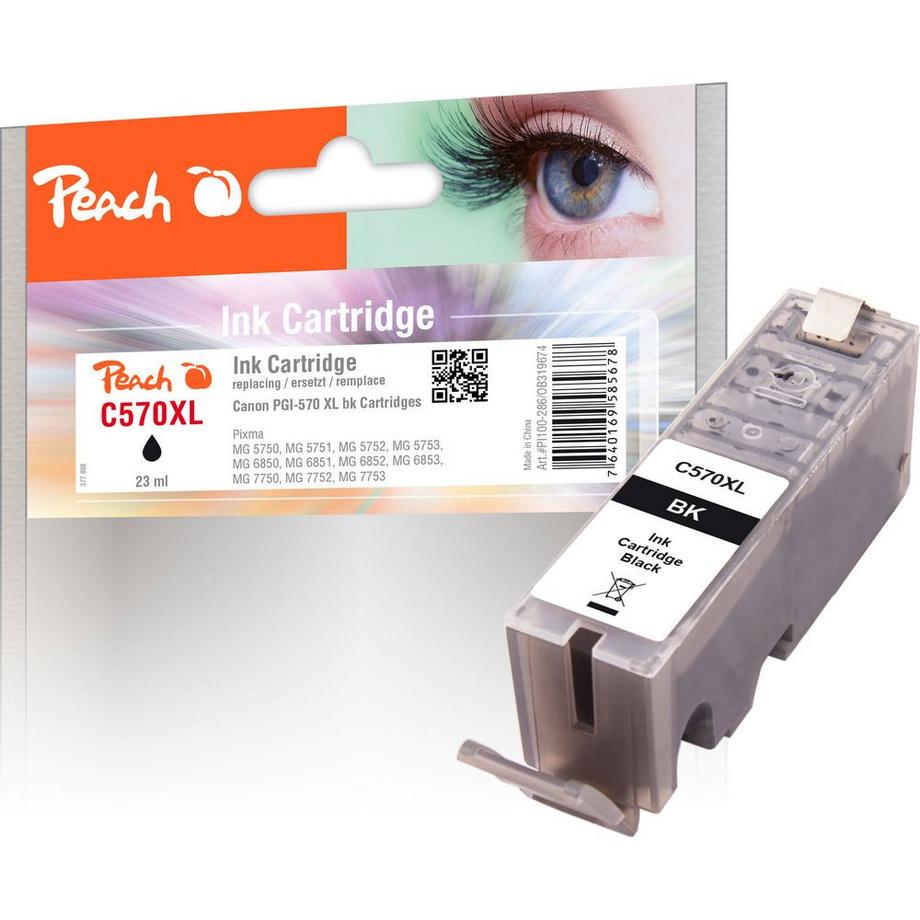 Peach  Peach Cartouche d'encre XL noire, compatible avec Canon PGI-570XL bk 