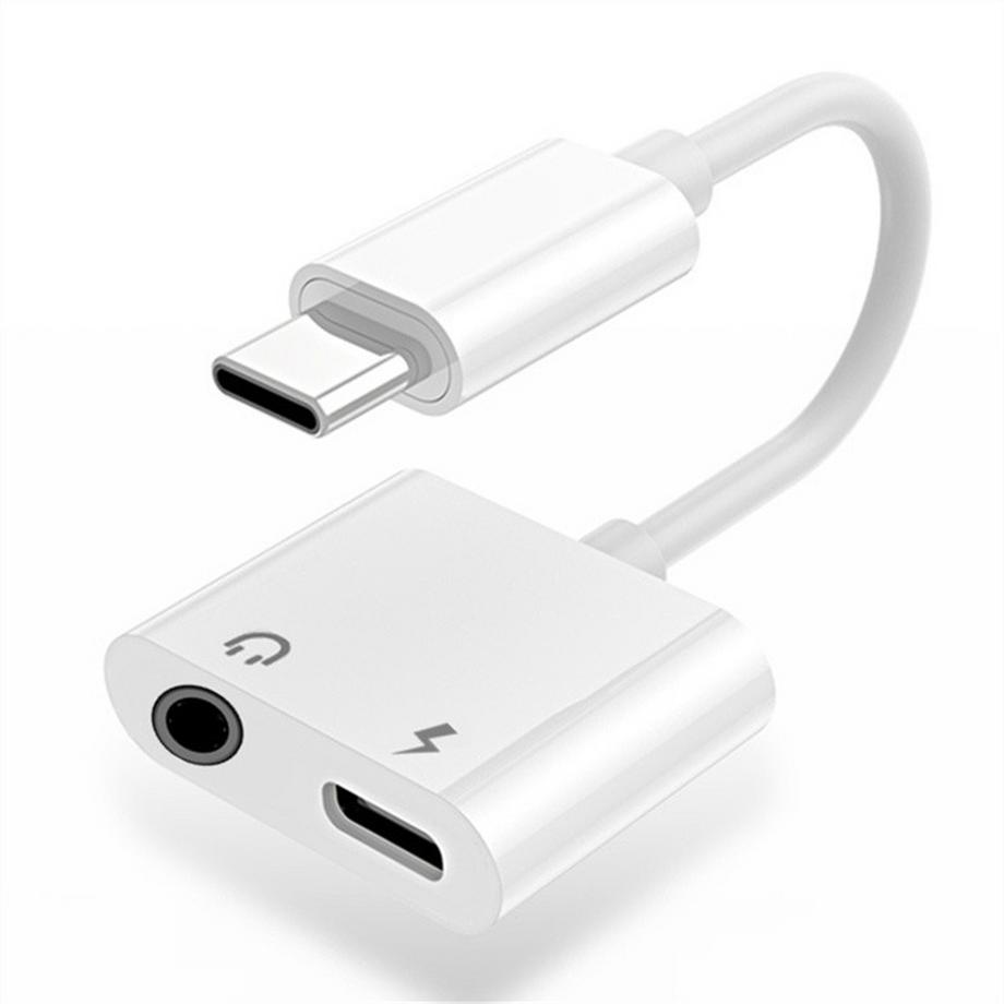 USB-C-auf-3,5-mm-AUX-Adapter, 3 A – Laden und Hören – Weiß
