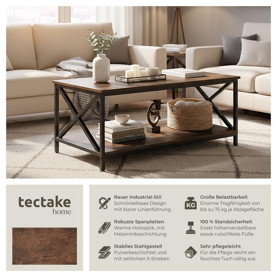 Tectake Couchtisch Pittsburgh Industrial Style Holz und Stahl  
