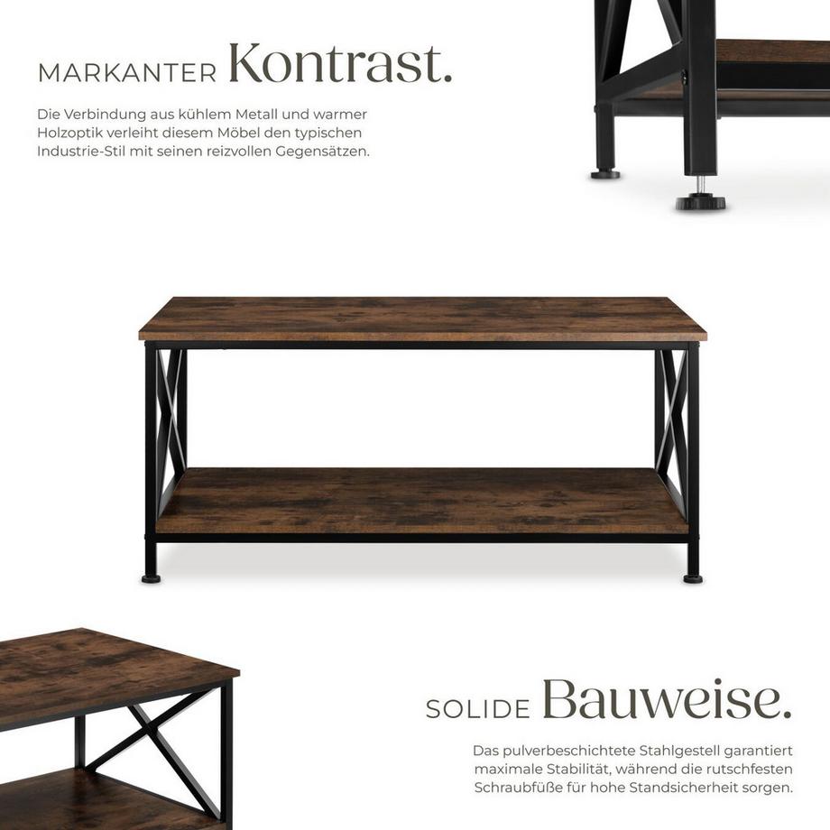 Tectake Couchtisch Pittsburgh Industrial Style Holz und Stahl  