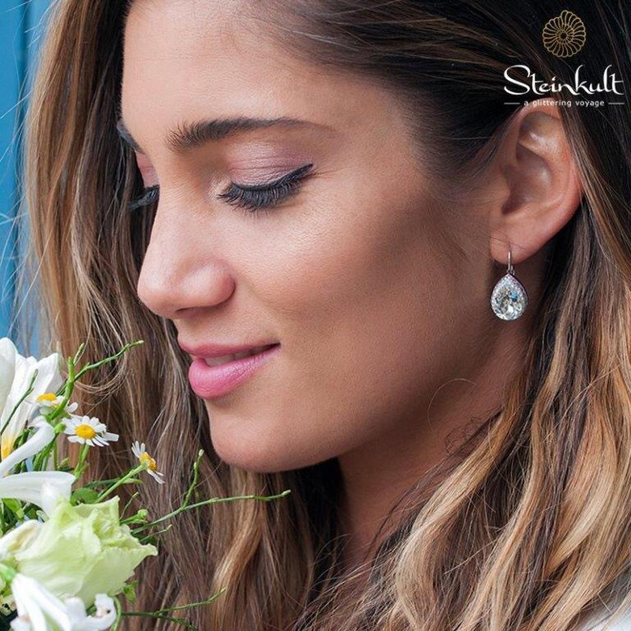 Steinkult  boucles d'oreilles avec des cristaux taillés "June" 