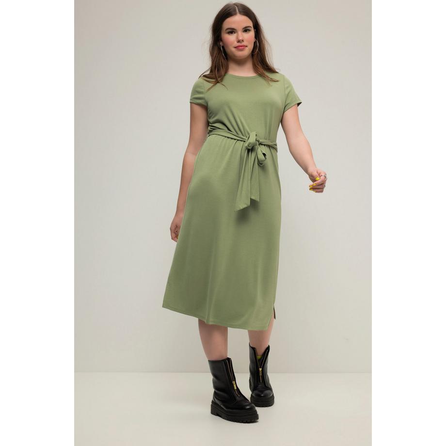 Studio Untold Abito Midi Jersey Scollo Rotondo Mezza Manica Linea ad A  