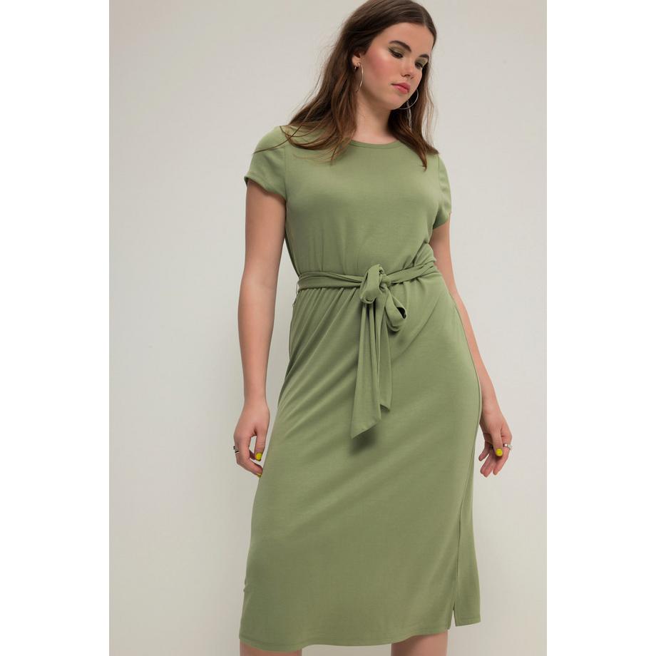 Studio Untold Abito Midi Jersey Scollo Rotondo Mezza Manica Linea ad A  