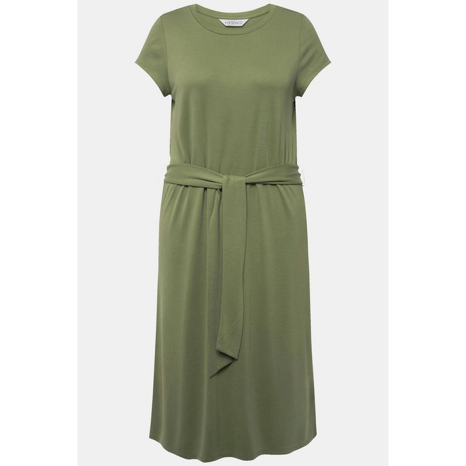 Studio Untold Abito Midi Jersey Scollo Rotondo Mezza Manica Linea ad A  