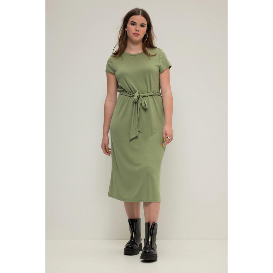 Studio Untold Abito Midi Jersey Scollo Rotondo Mezza Manica Linea ad A  