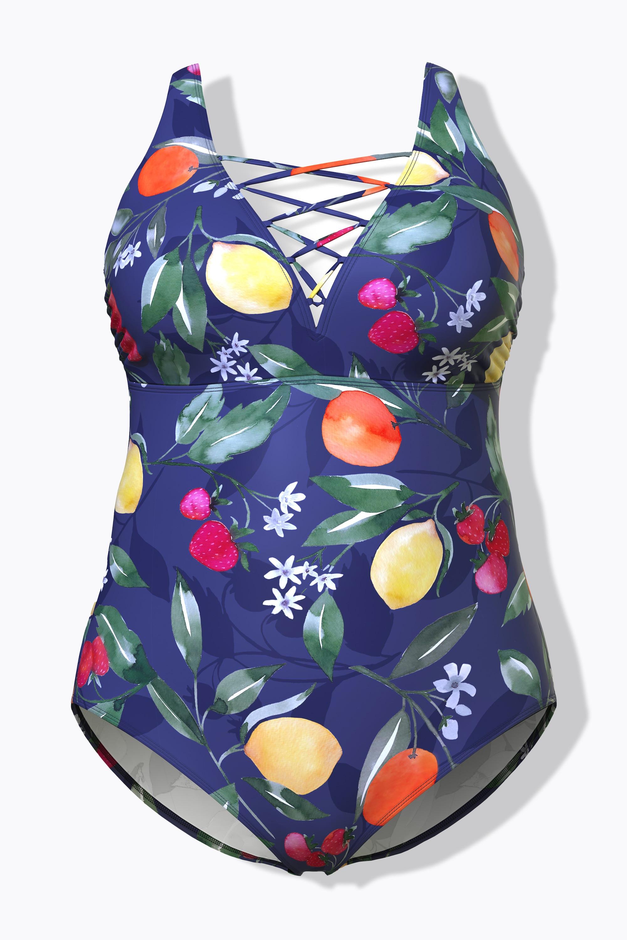 Ulla Popken Costume da bagno fantasia frutta coppe morbide allacciatura  