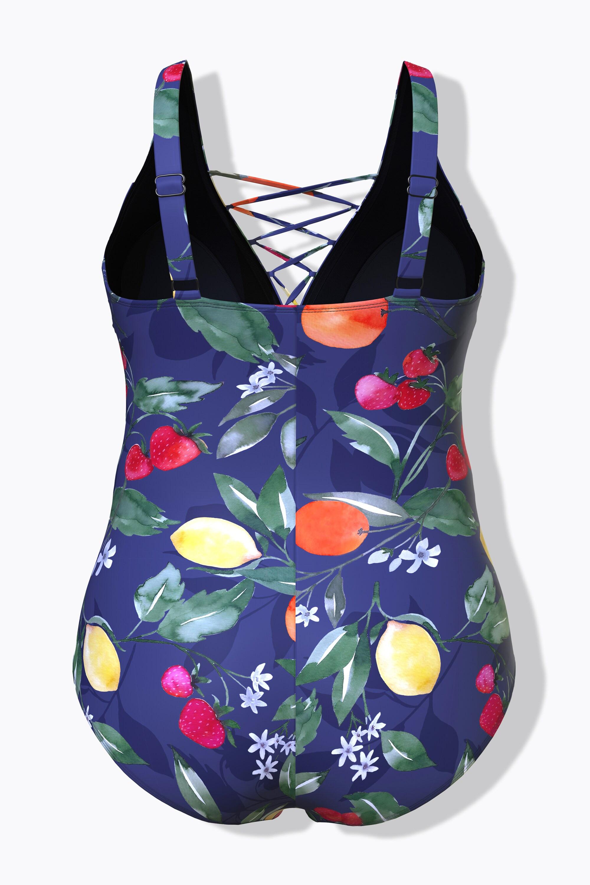 Ulla Popken Costume da bagno fantasia frutta coppe morbide allacciatura  