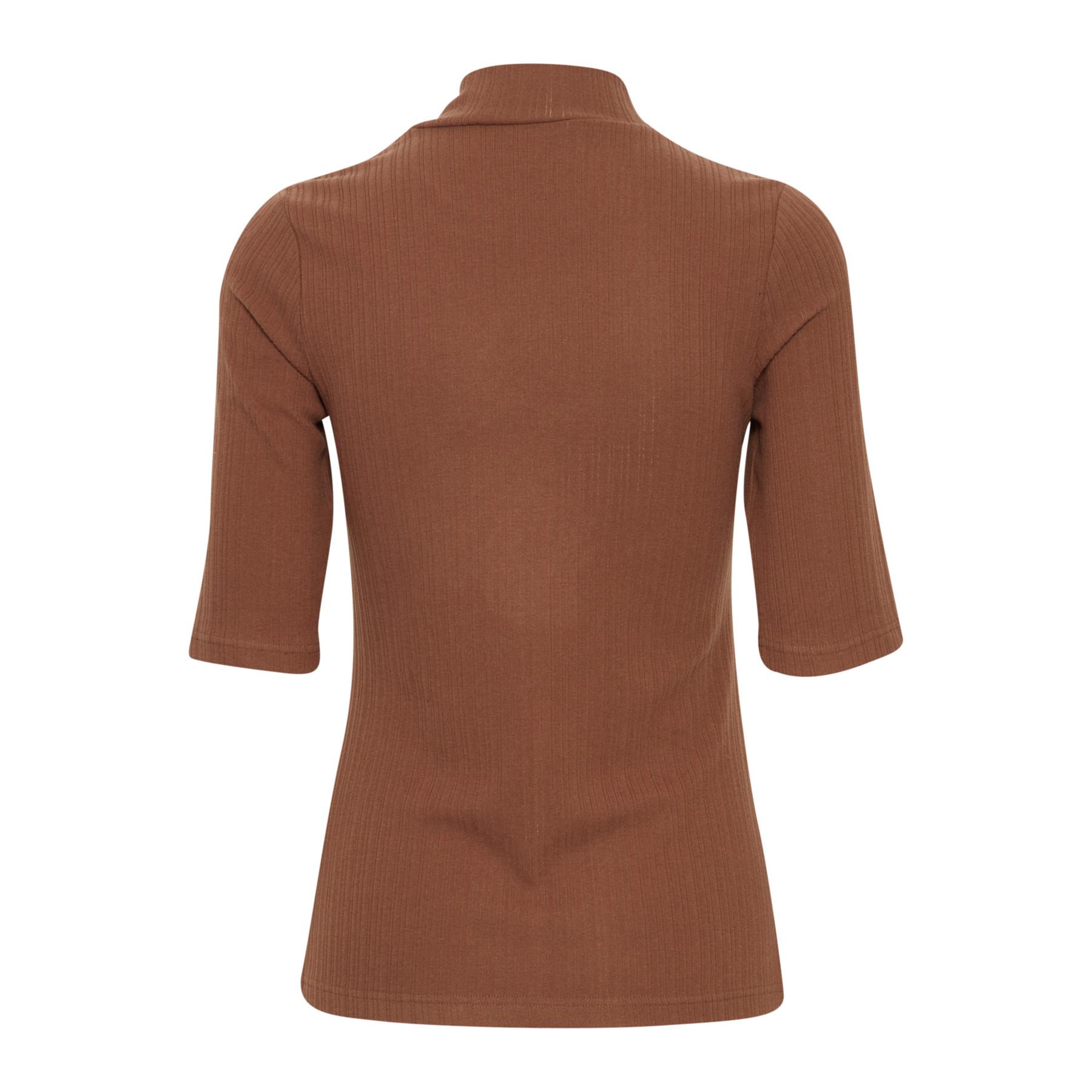 fransa Henley Geripptes T-Shirt Stehkragen  