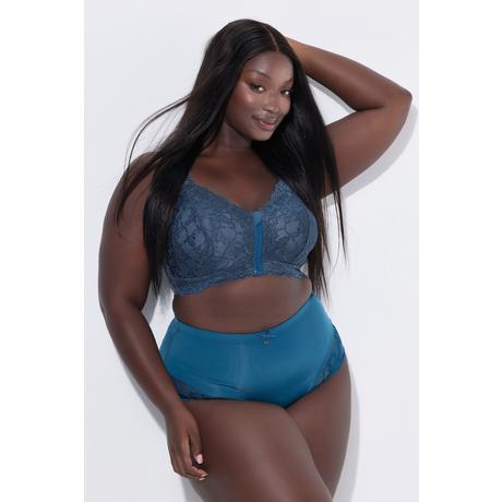 Ulla Popken Slip Midi Pizzo Trasparente Arricciato Dietro  