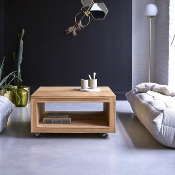 Quadratischer Couchtisch aus massivem Teakholz Anoa