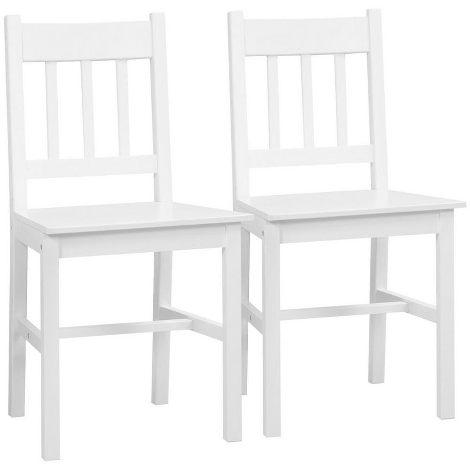 Northio Lot De 2 Chaises De Salle À Manger Élégantes En Bois De Pin Blanc, 41 X 46,5 X 85,5 Cm, Parfaites Pour La Salle À Manger  