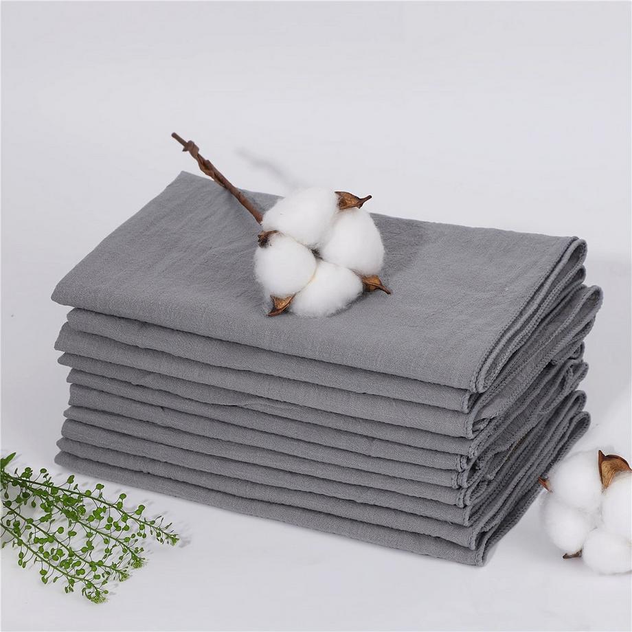 10 pc de serviettes de table Luxe, couleur unie, tissées, carrées, non décolorées, bord effiloché, 100% décor de table pour Noël, table de dîner