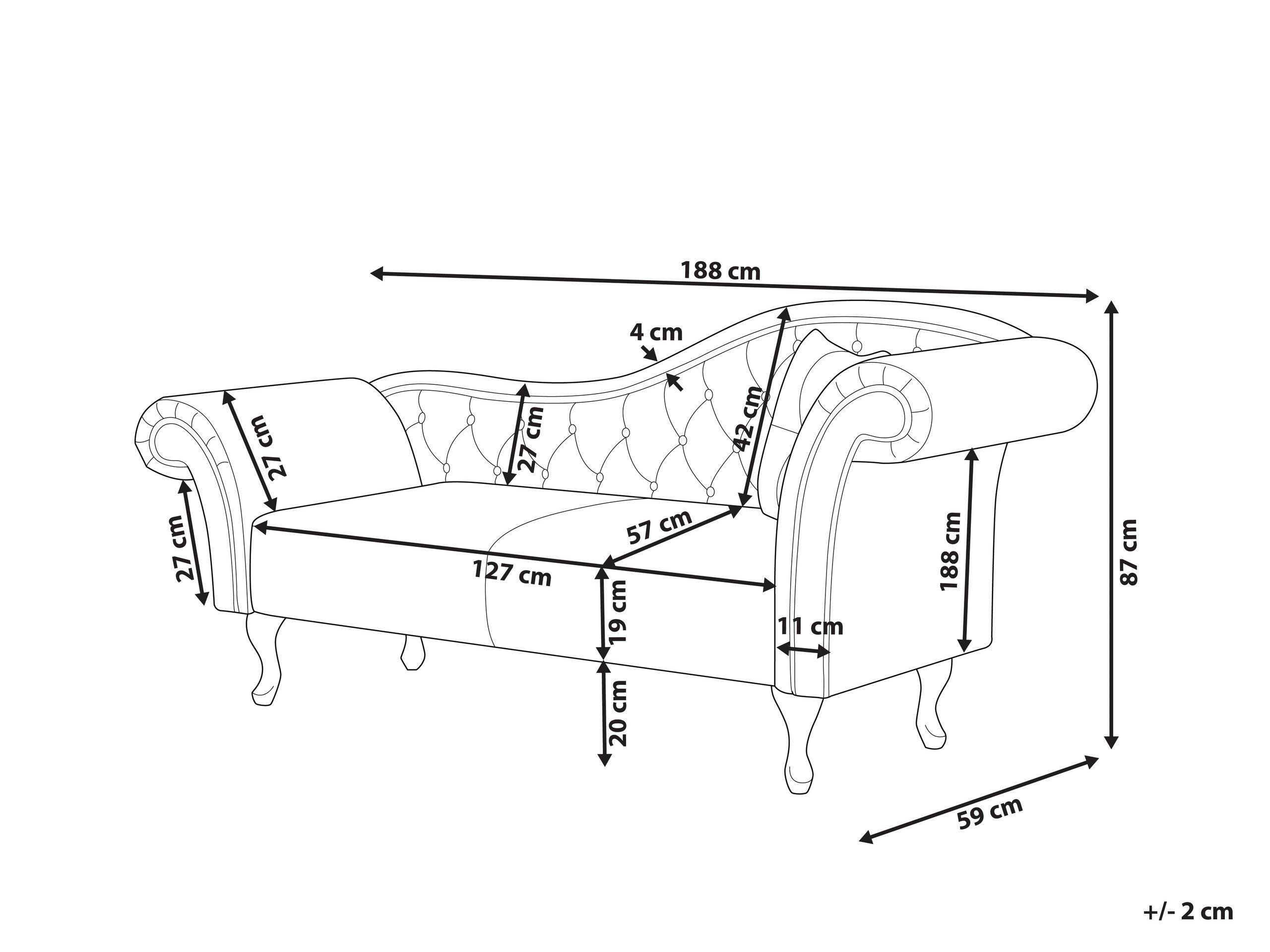 Beliani Chaise longue côté droit en Velours Glamour LATTES  