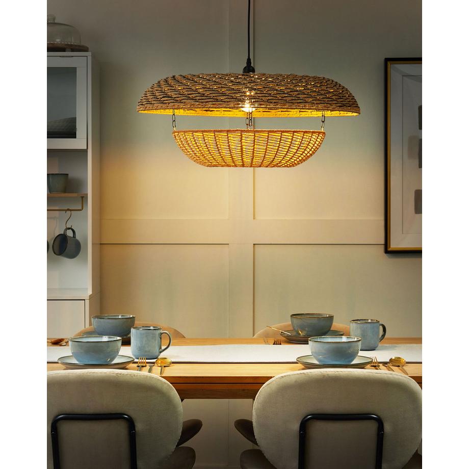 Beliani Hängelampe aus Papierseil Boho KIDEPO  