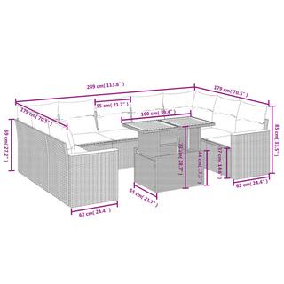 VidaXL Ensemble de canapés de jardin rotin synthétique  