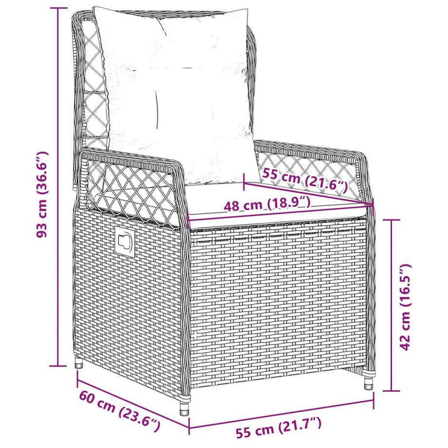 VidaXL Gartensessel verstellbar poly-rattan  