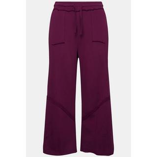 Ulla Popken  Culottes in felpa di cotone biologico con cuciture decorative e cintura elastica 