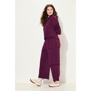 Ulla Popken  Culottes in felpa di cotone biologico con cuciture decorative e cintura elastica 