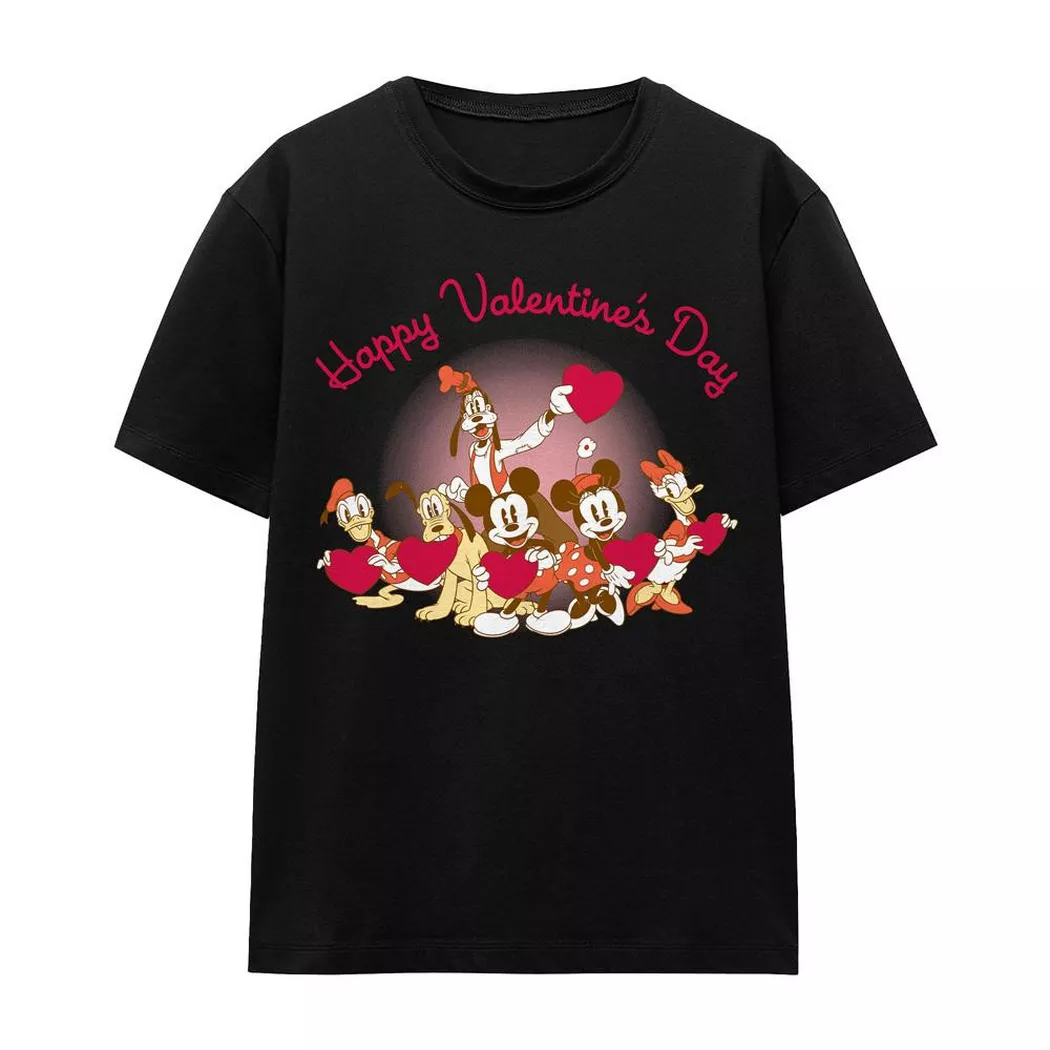 MICKEY MOUSE - Happy TShirt Valentinstag, für Damen, Schwarz, Größe XL