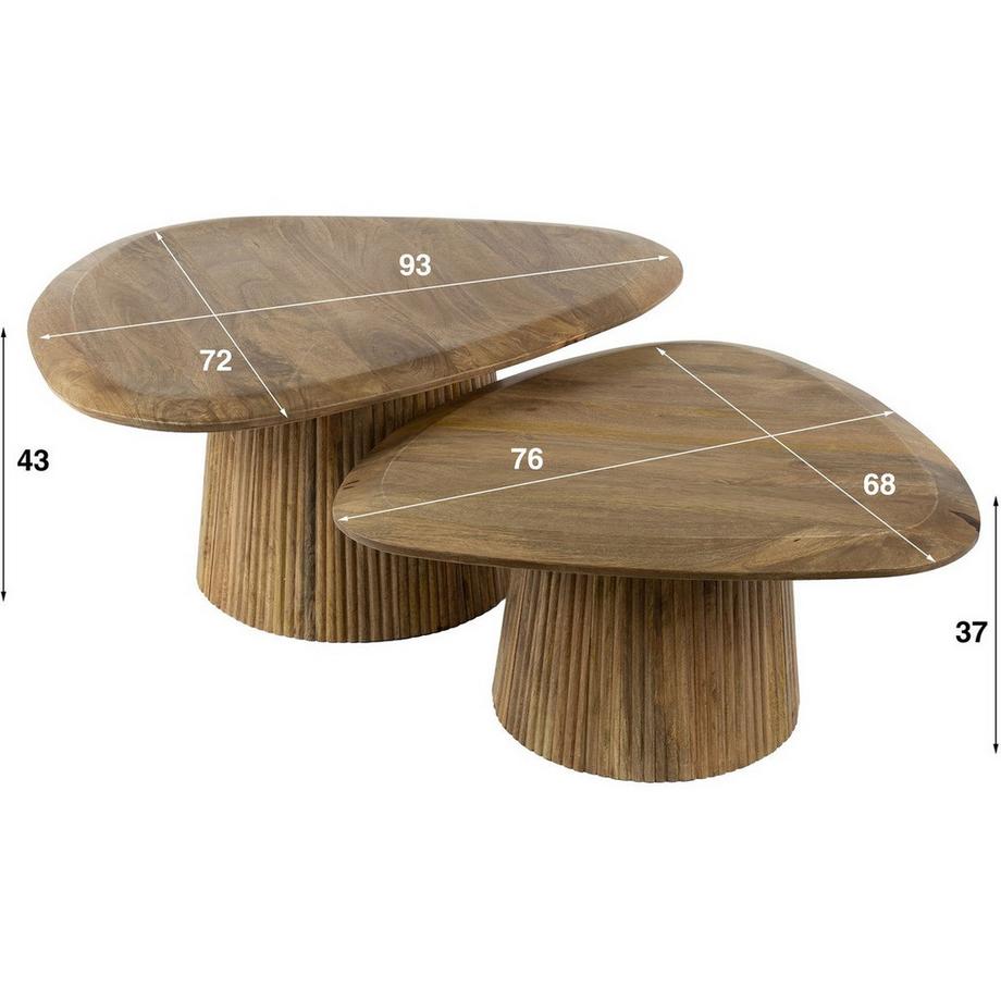 mutoni Couchtisch Wave dreieckig Mango sand (2er-Set)  