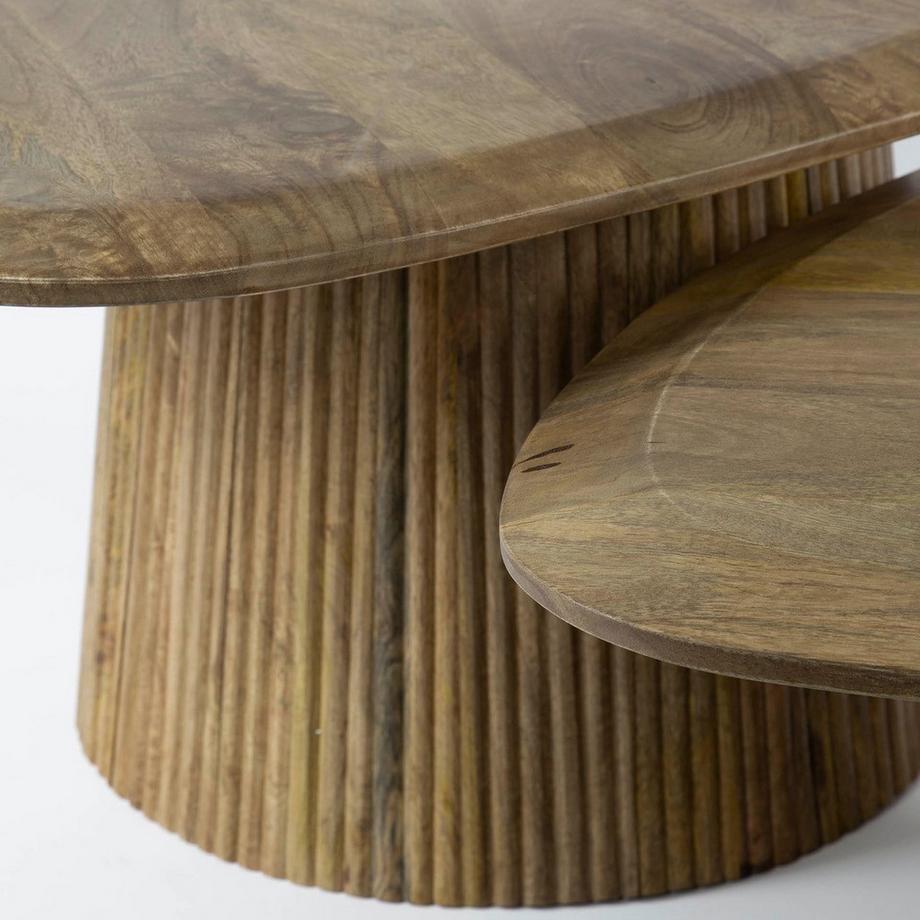 mutoni Couchtisch Wave dreieckig Mango sand (2er-Set)  