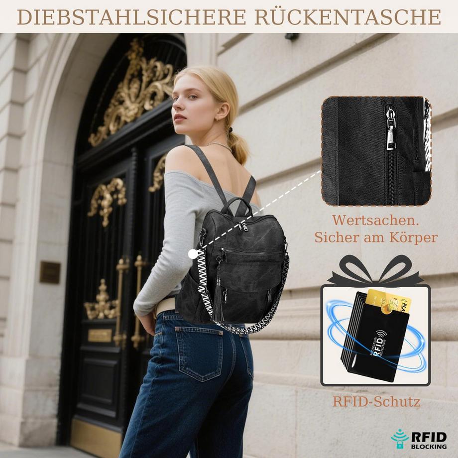 Only-bags.store Sac à Dos de Ville en Cuir Végétalien Étanche  
