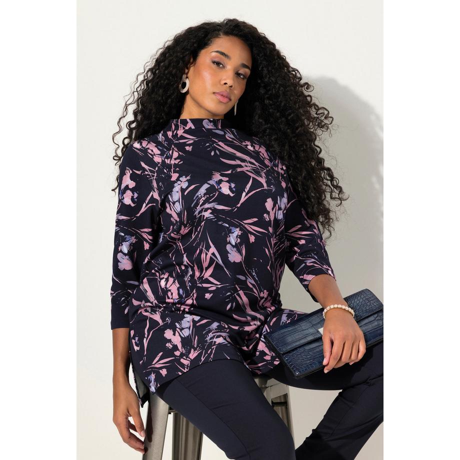 Ulla Popken Sweat-shirt Oversize Col Montant Manches 3/4  