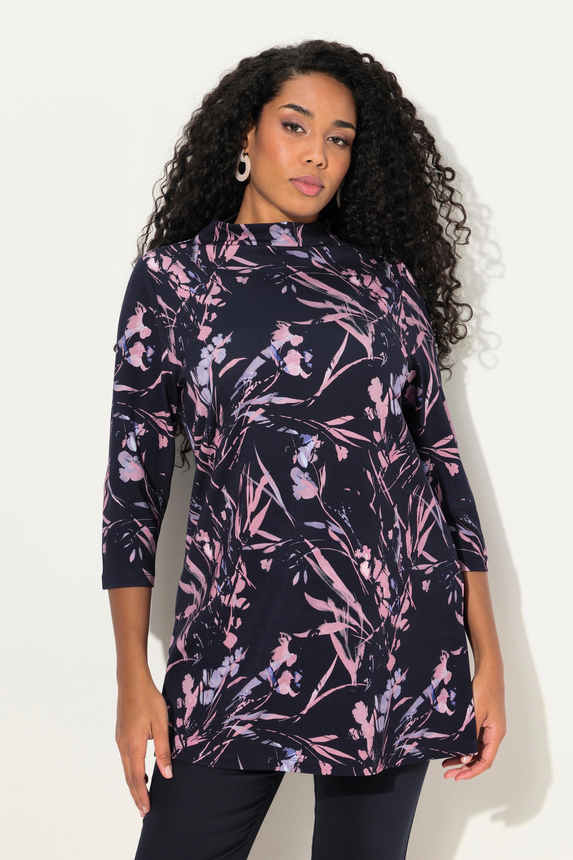 Ulla Popken Felpa Oversize Collo Alto Maniche 3/4  