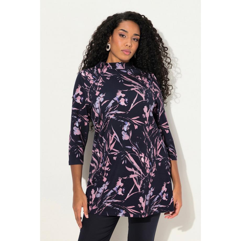 Ulla Popken Sweat-shirt Oversize Col Montant Manches 3/4  