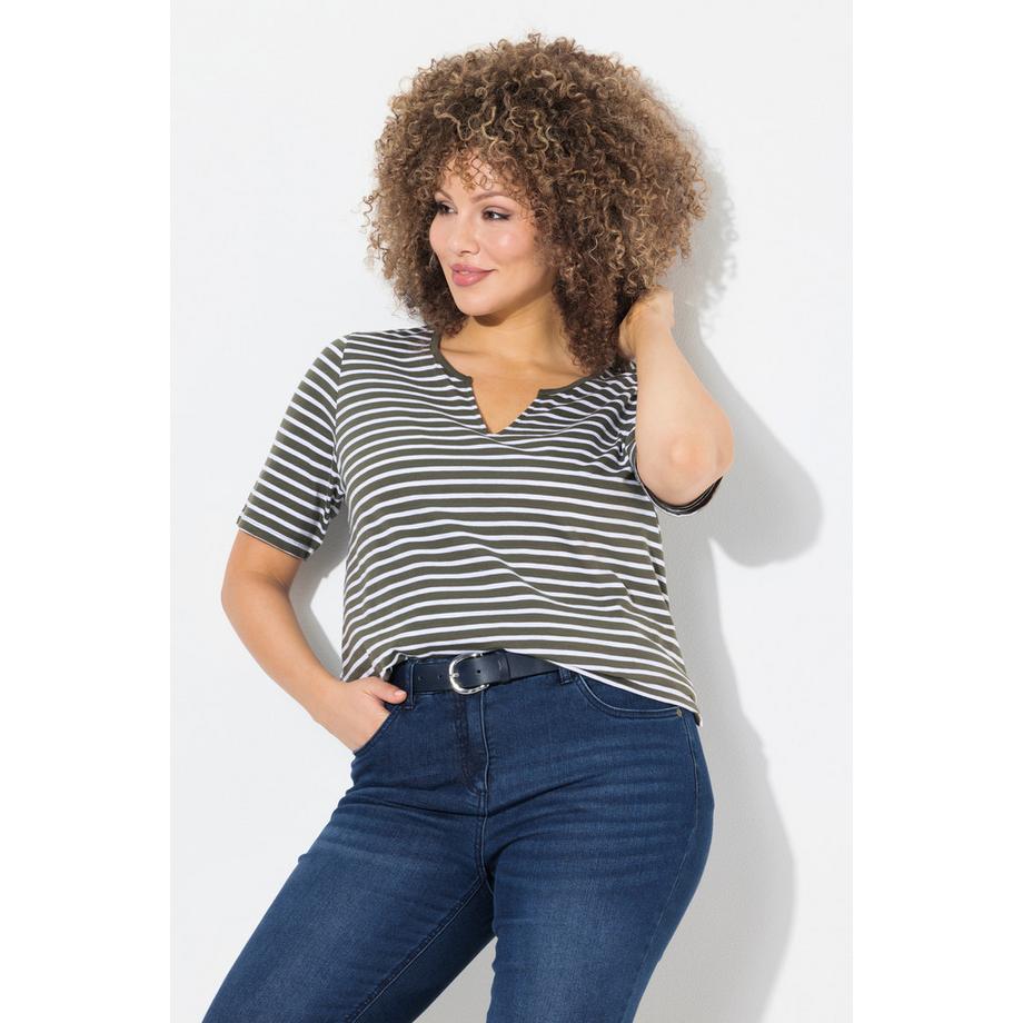 Ulla Popken Ringel A-Linie Halbarm Longshirt  