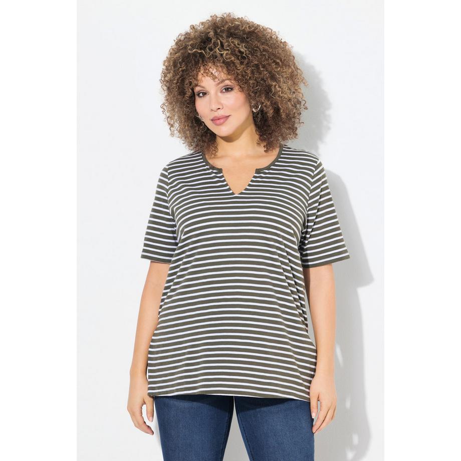 Ulla Popken Ringel A-Linie Halbarm Longshirt  