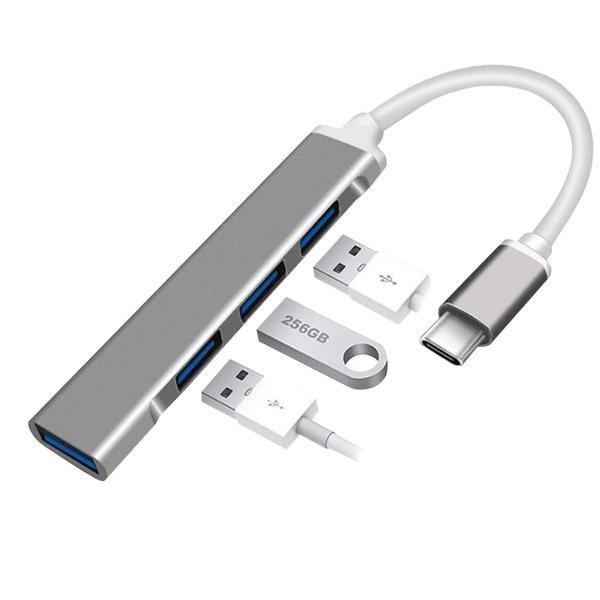eStore  Hub USB-C con 4 porte - Argento 
