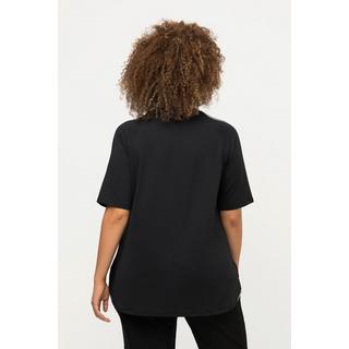 Ulla Popken  T-shirt à col V et manches courtes, protection UV 40+, matière recyclée 