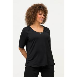 Ulla Popken  T-shirt à col V et manches courtes, protection UV 40+, matière recyclée 