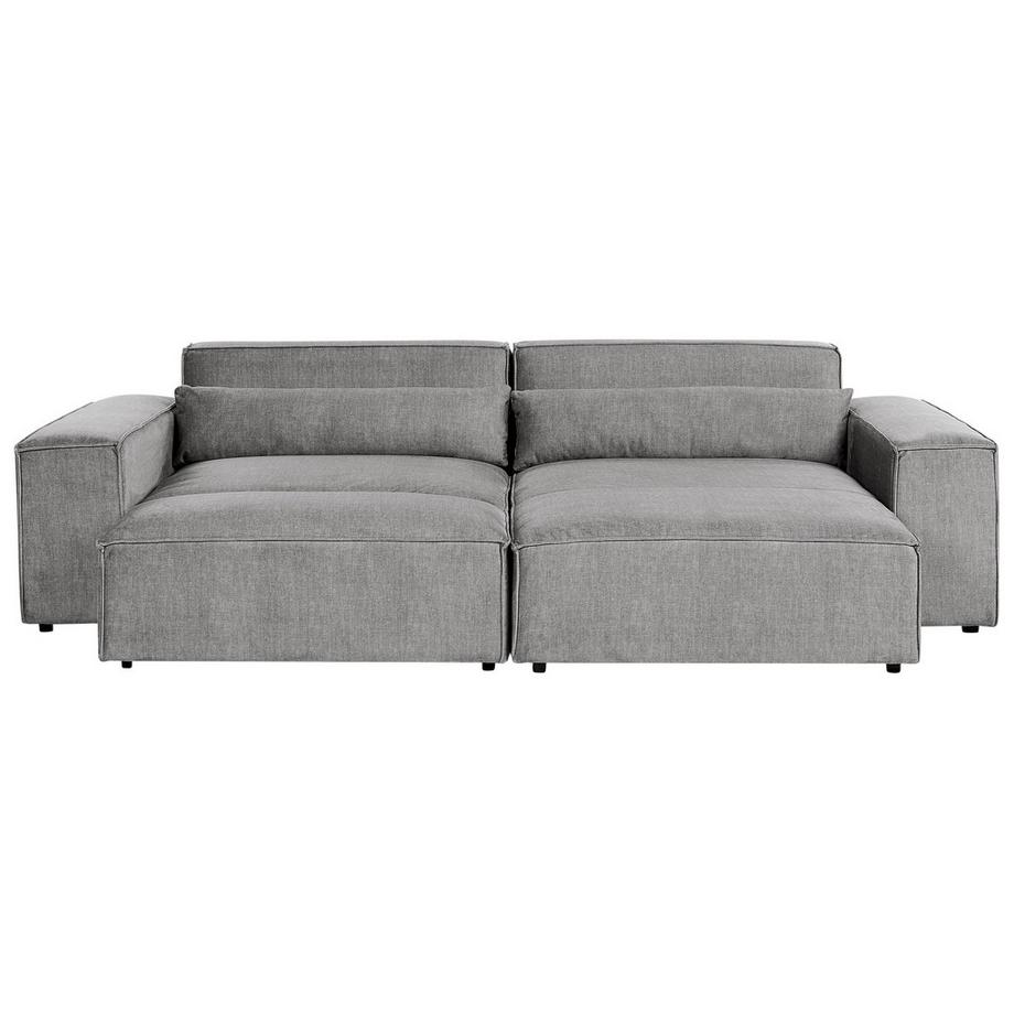 Beliani Ecksofa mit Ottomane aus Stoff  HELLNAR  