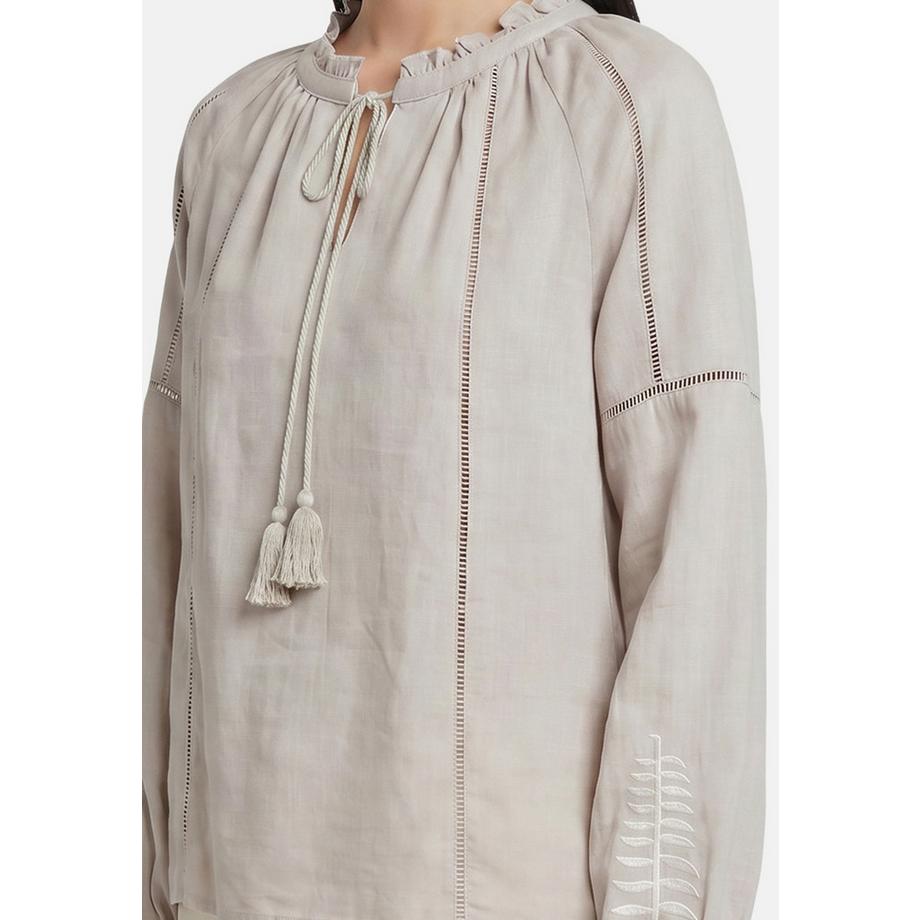 Roberta Rossi Blusa con collo a fiocco e ricamo  