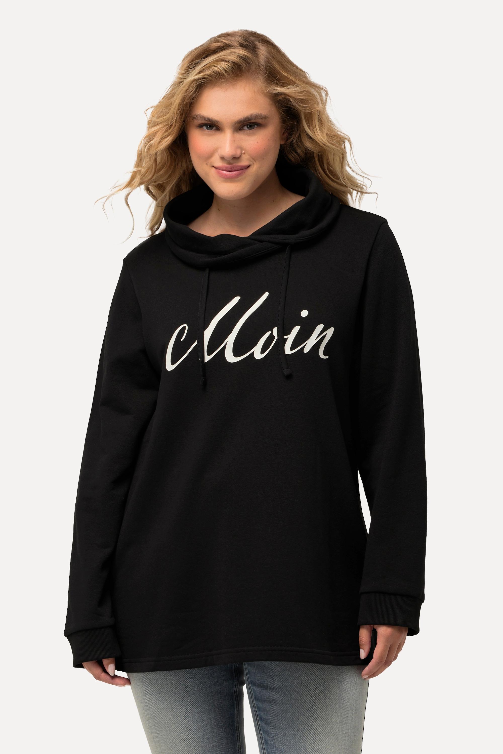 Ulla Popken  Sweat-shirt col montant et manches longues. Imprimé « salut ». 