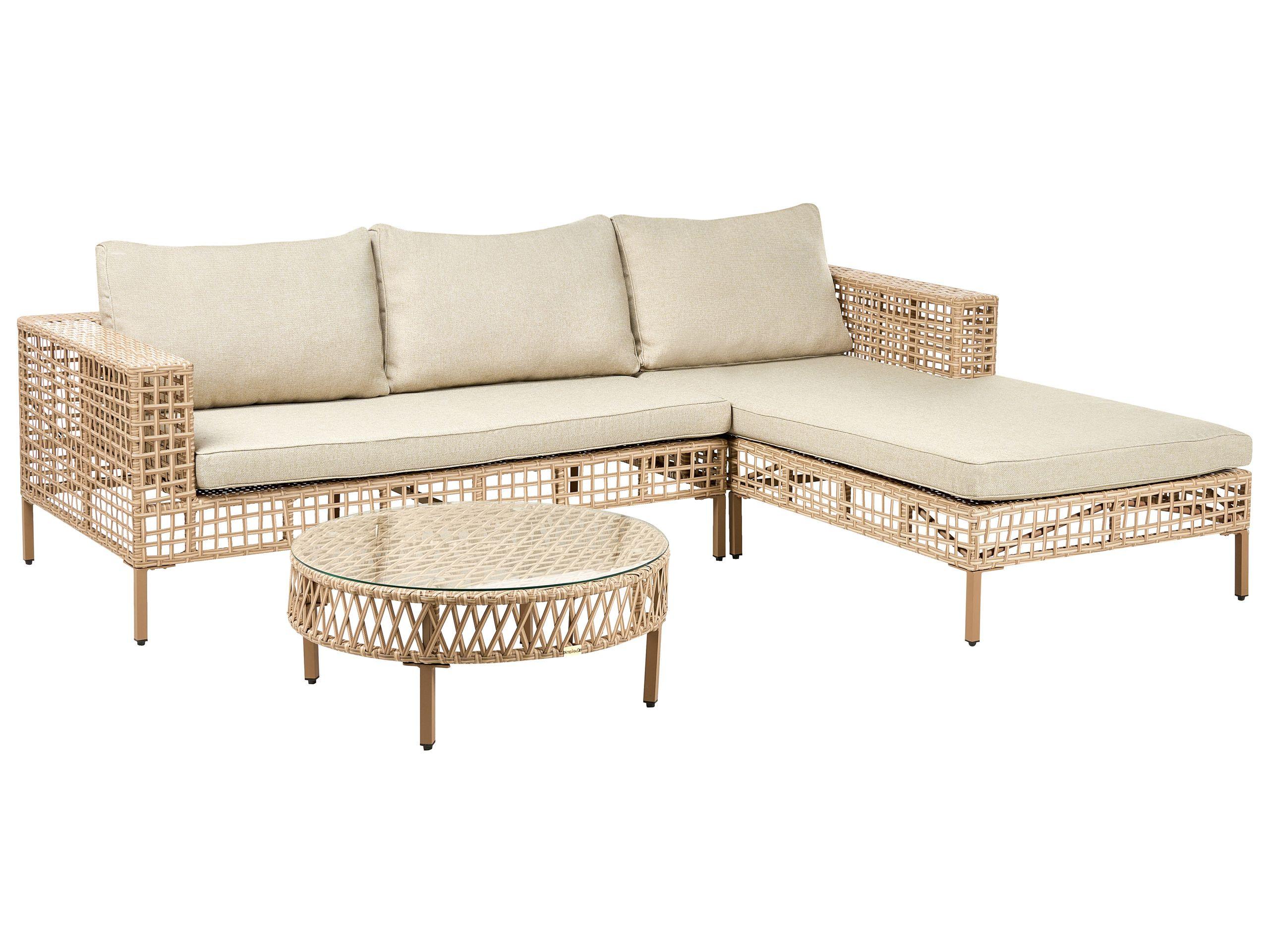 Beliani Salotto da giardino en Rattan sintetico Boho CALASETTA  