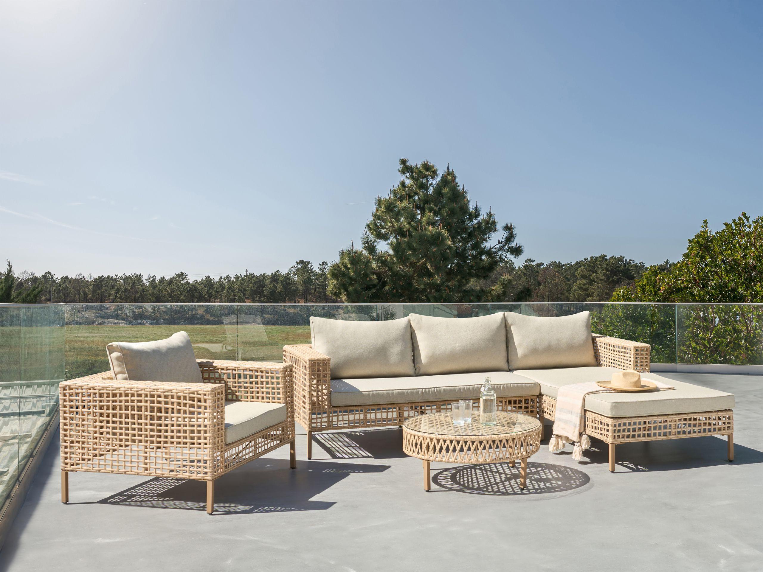 Beliani Salotto da giardino en Rattan sintetico Boho CALASETTA  