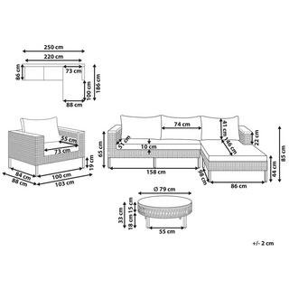 Beliani Salotto da giardino en Rattan sintetico Boho CALASETTA  